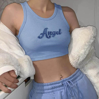 Angel Ribbed Short Top Boogzel Clothing