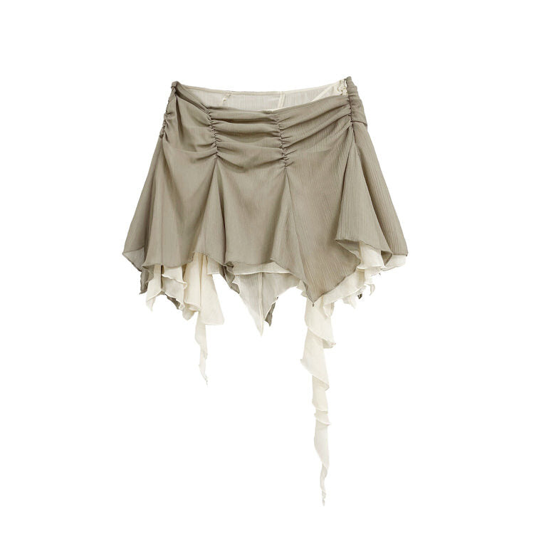 Asymmetric Ruffled Mini Skirt SpreePicky