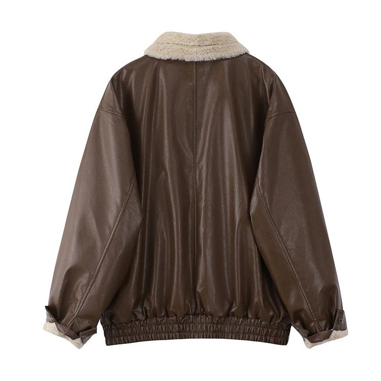 Vintage Leather Loose Jacket SpreePicky