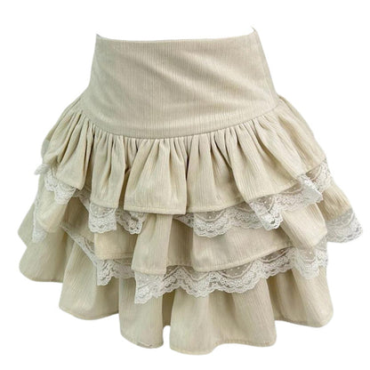 Stylish Ruffled Lace Skirt SpreePicky