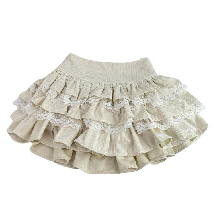 Stylish Ruffled Lace Skirt SpreePicky