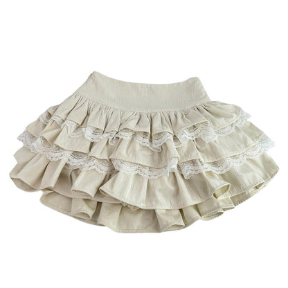 Stylish Ruffled Lace Skirt SpreePicky