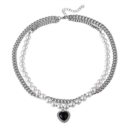 Black Heart Pearl Necklace SpreePicky