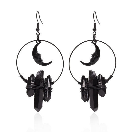 Black Moon Witch Crystal Earrings Boogzel Clothing