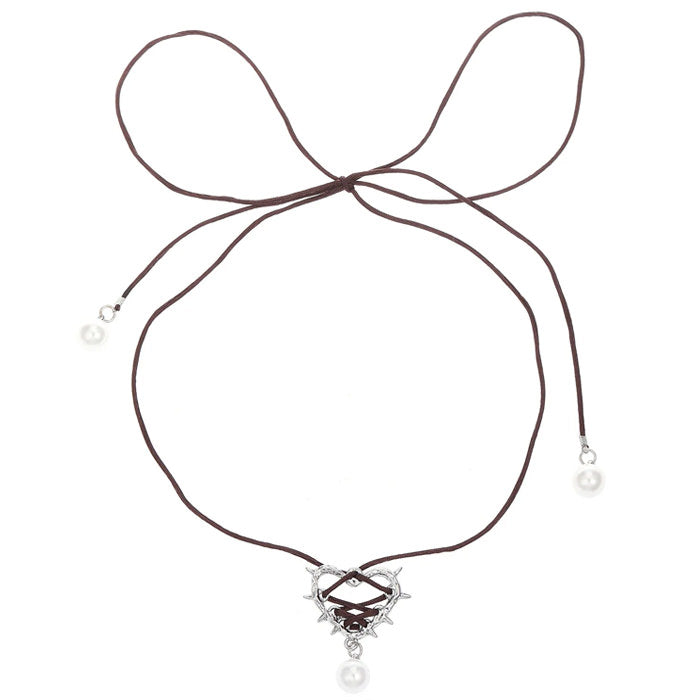 Bow Heart Pearl Necklace SpreePicky