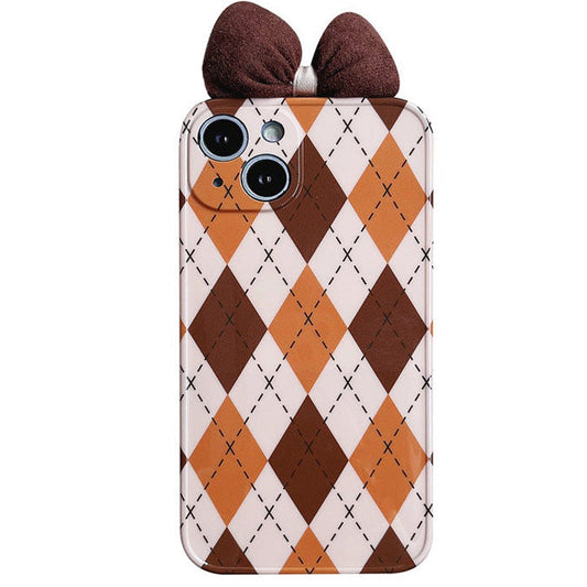 Brown Bow Argyle iPhone Case Boogzel Clothing