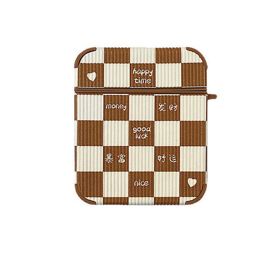 Brown Chessboard Airpods Case Boogzel Clothing