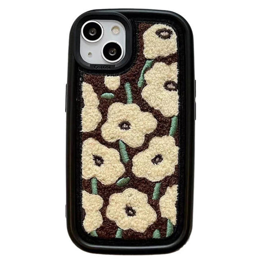 Brown Flowers Fuzzy iPhone Case Boogzel Clothing