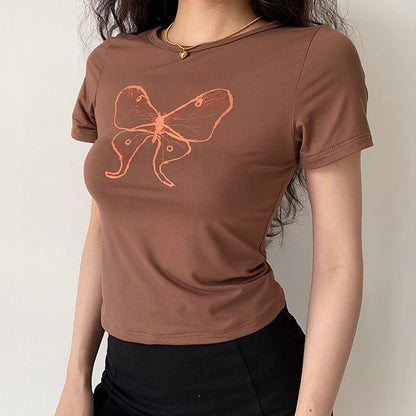 Brown Butterfly Aesthetic Top Boogzel Clothing