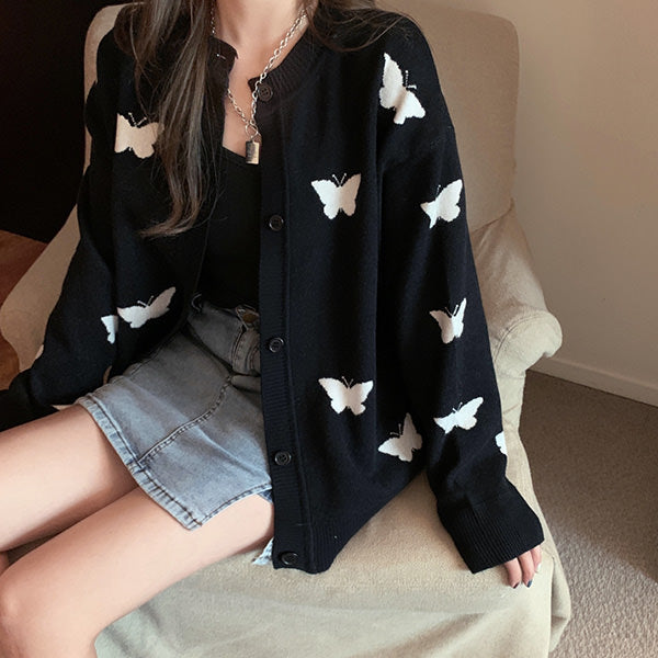 Butterfly Black Cardigan Boogzel Clothing