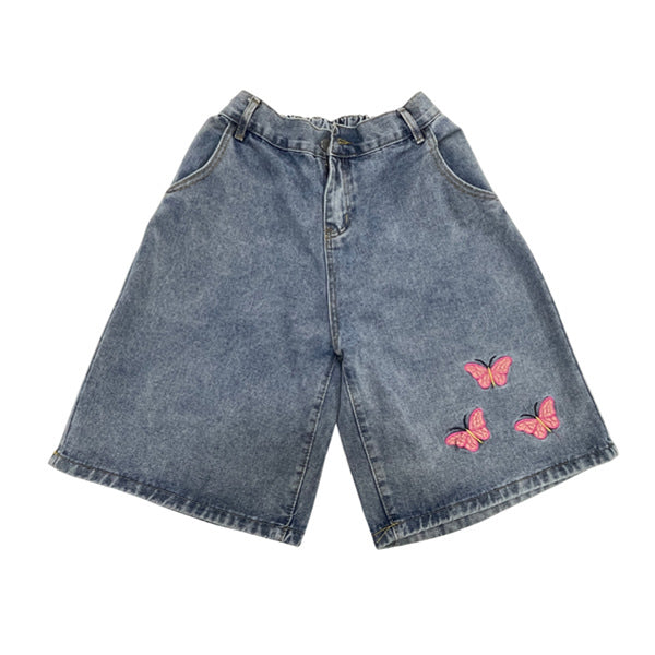 Butterfly Embroidery Denim Shorts Boogzel Clothing