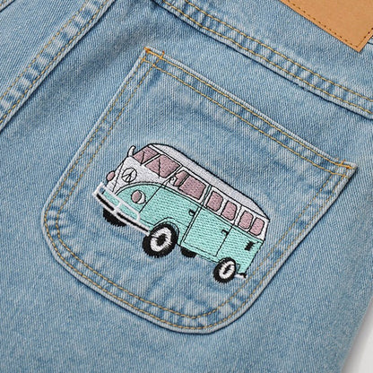 Bus Denim Embroidery Shorts Boogzel Clothing