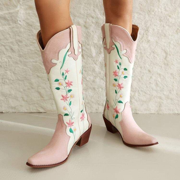 Pink Floral Cowboy Boots Boogzel Clothing