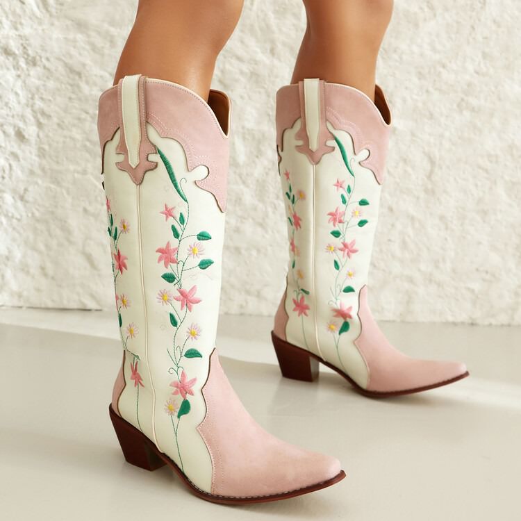 Pink Floral Cowboy Boots Boogzel Clothing