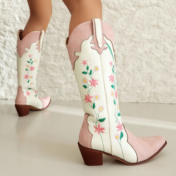 Pink Floral Cowboy Boots Boogzel Clothing