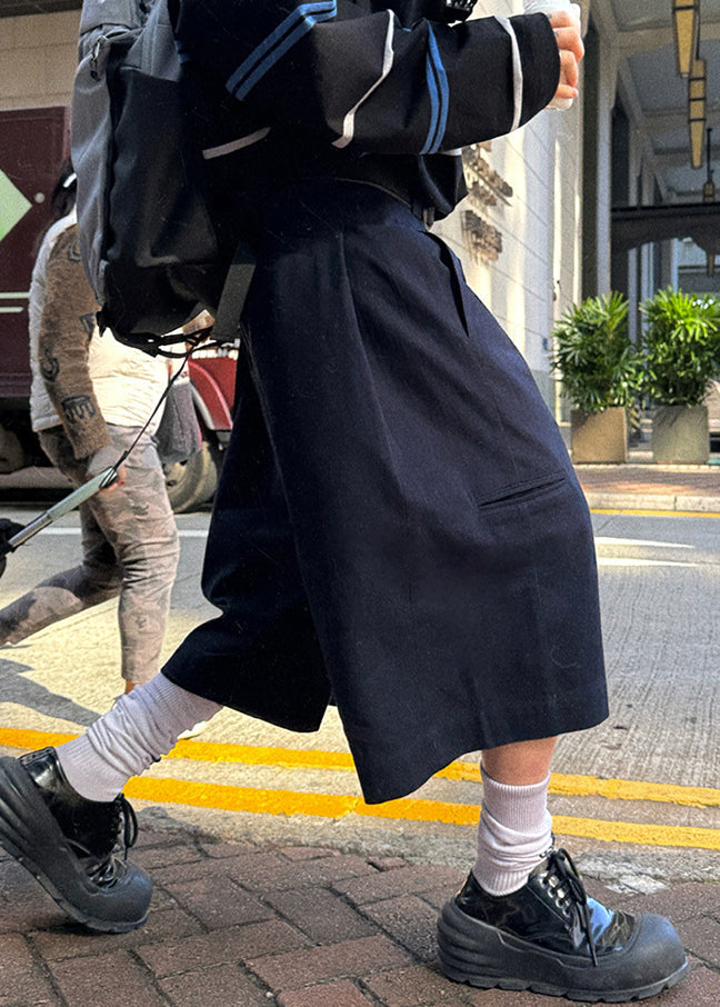 Summer Crop Pockets Casual Navy Waist Pants High Cotton Men FashionChic