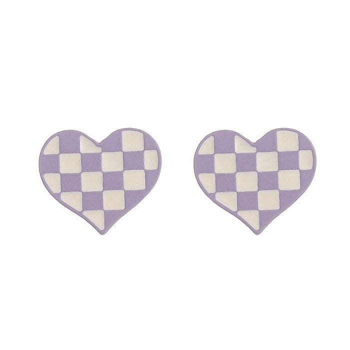 Checkered Heart Earrings SpreePicky