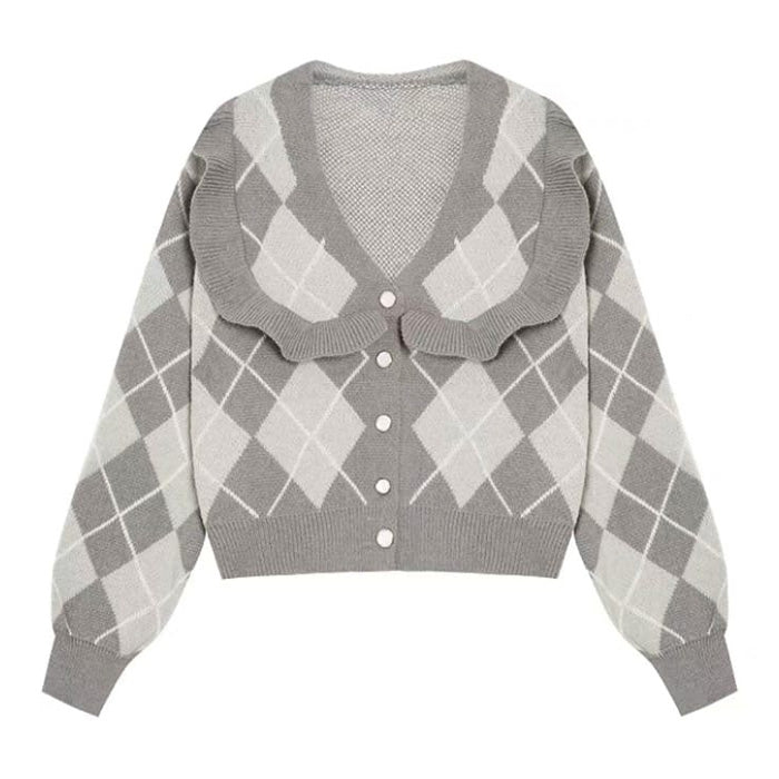 Coffee Argyle Cardigan SpreePicky