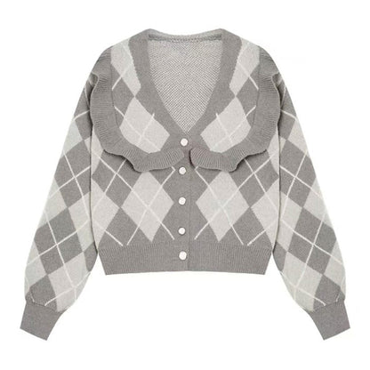 Coffee Argyle Cardigan SpreePicky