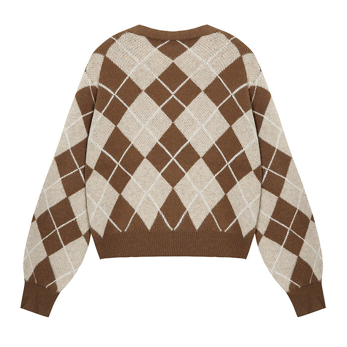 Coffee Argyle Cardigan SpreePicky