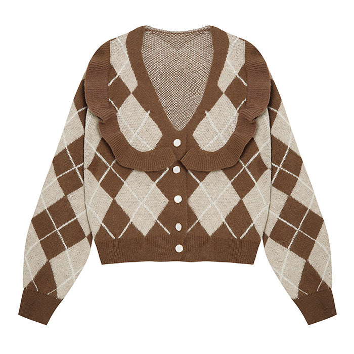 Coffee Argyle Cardigan SpreePicky