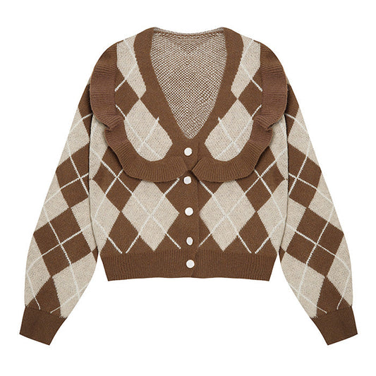 Coffee Argyle Cardigan SpreePicky