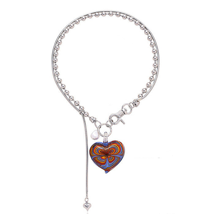 Colorful Heart Necklace Boogzel Clothing