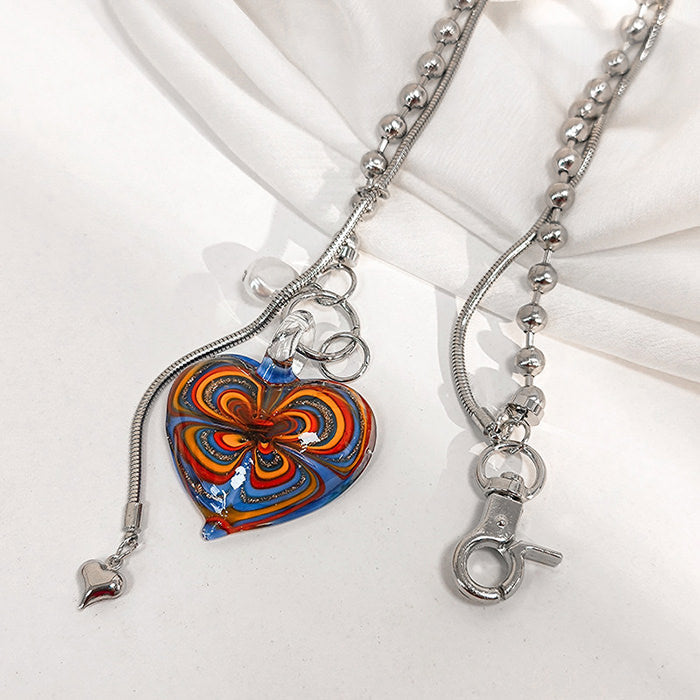 Colorful Heart Necklace Boogzel Clothing