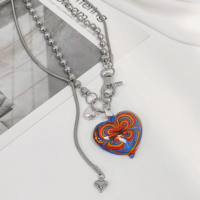 Colorful Heart Necklace Boogzel Clothing