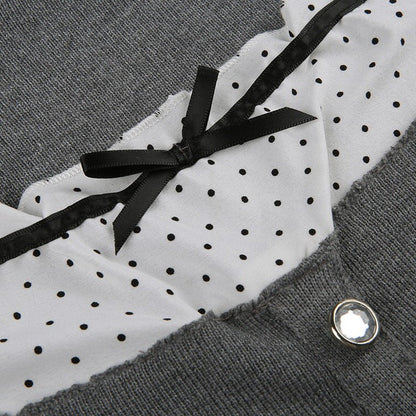 Grey Dot Rib Top SpreePicky