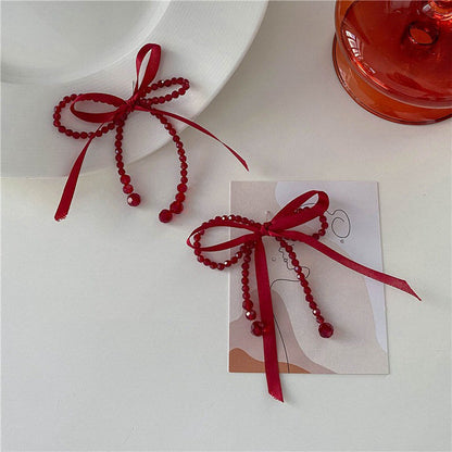 Cut Red Bow Earrings SpreePicky