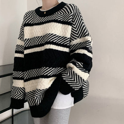 Cozy Stripe Knit Sweater SpreePicky