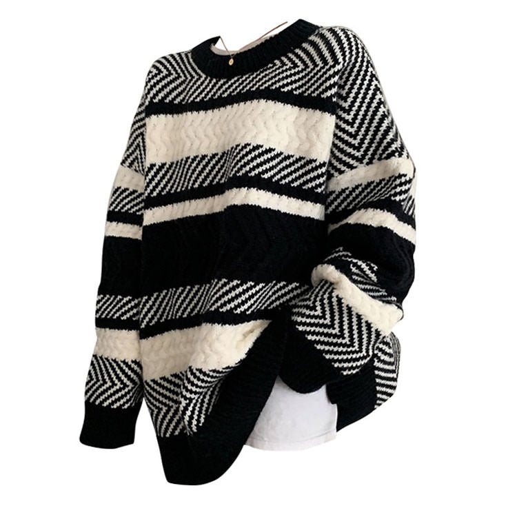 Cozy Stripe Knit Sweater SpreePicky