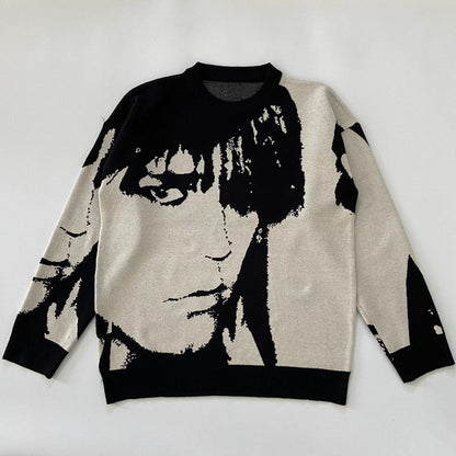 Y2K Man Face Sweater SpreePicky