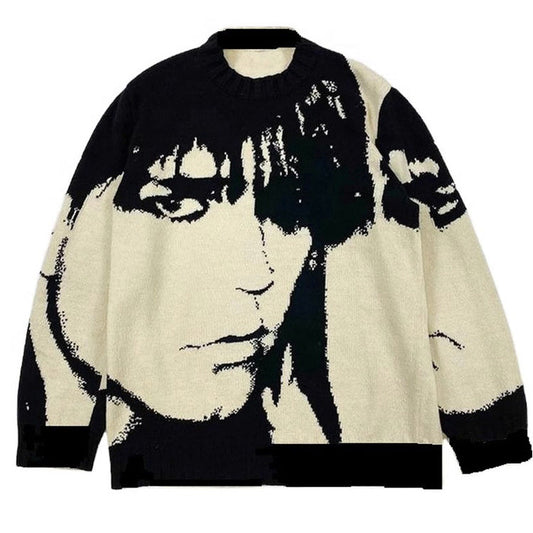 Y2K Man Face Sweater SpreePicky