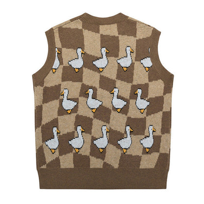 Brown Duck Knitted Vest Boogzel Clothing