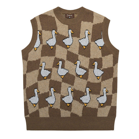 Brown Duck Knitted Vest Boogzel Clothing