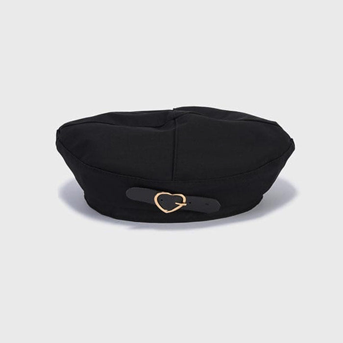 Black Heart Buckle Beret SpreePicky