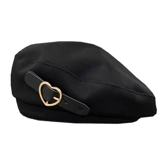 Black Heart Buckle Beret SpreePicky