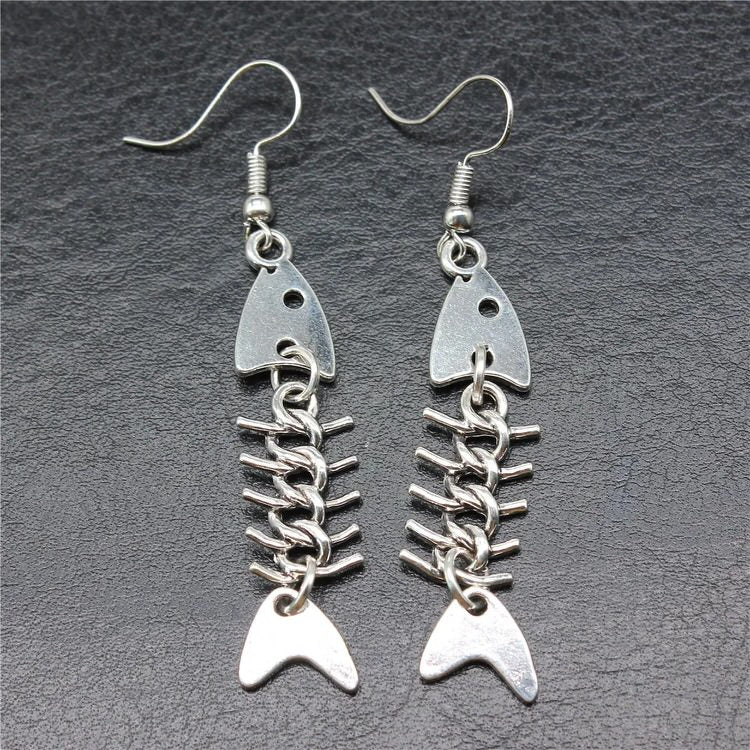 Fish Bone Drop Earrings SpreePicky