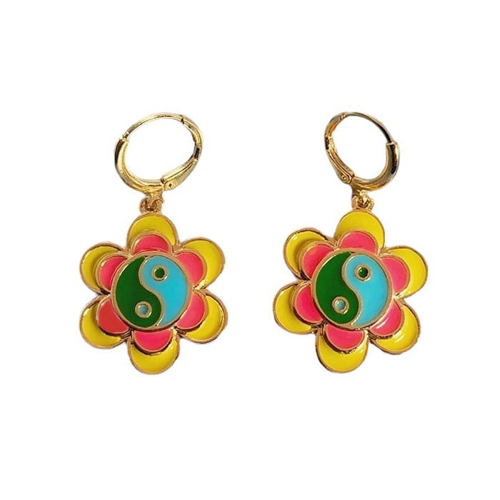 Flower Yin Yang Earrings Boogzel Clothing