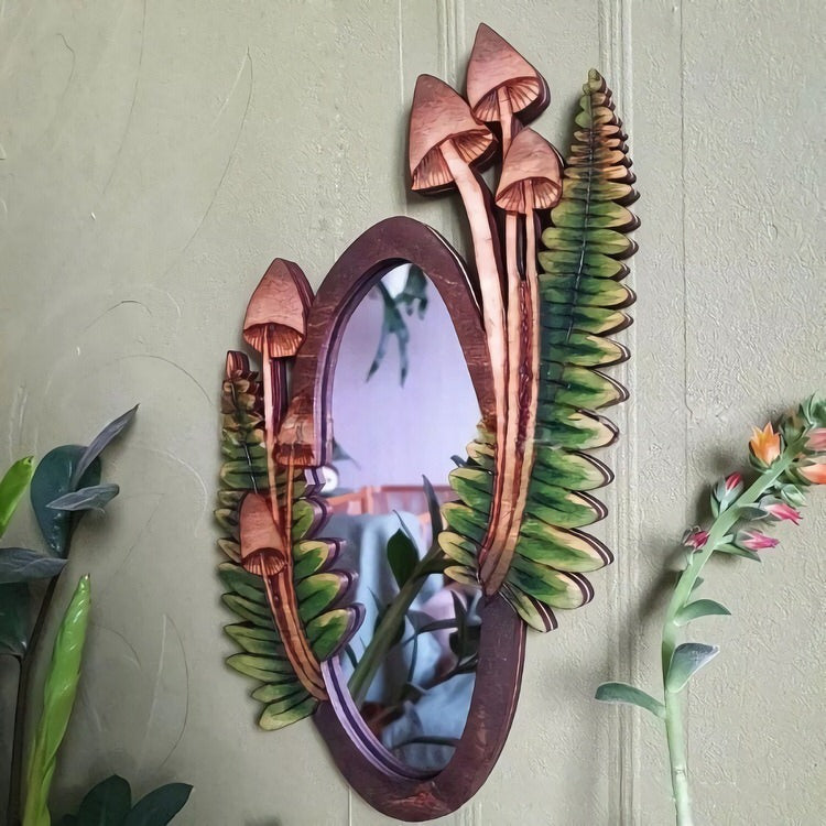 Forest Mushroom Wooden Mirror SpreePicky