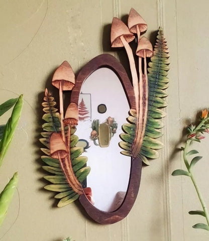 Forest Mushroom Wooden Mirror SpreePicky