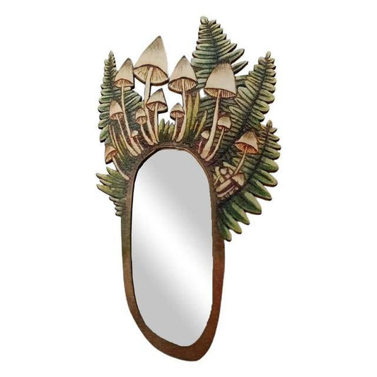 Forest Mushroom Wooden Mirror SpreePicky