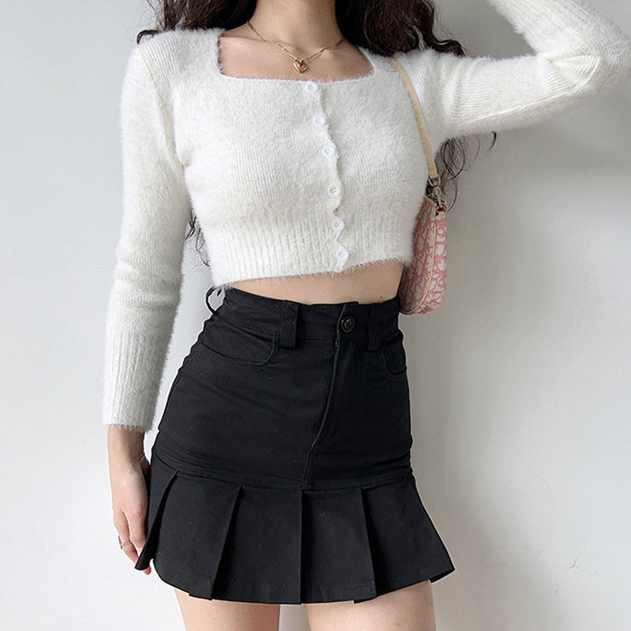 Fuzzy Cropped Cardigan Boogzel Clothing