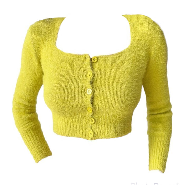 Fuzzy Cropped Cardigan Boogzel Clothing