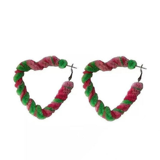 Fuzzy Heart Hoop Earrings Boogzel Clothing