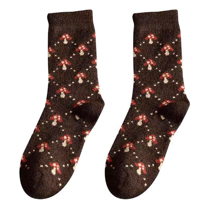 Dark Brown Mushroom Socks Boogzel Clothing