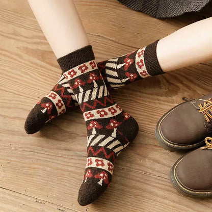 Dark Brown Mushroom Socks Boogzel Clothing