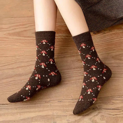 Dark Brown Mushroom Socks Boogzel Clothing